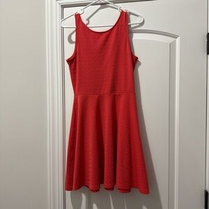 Women's Red Textured Tank Skater Dress